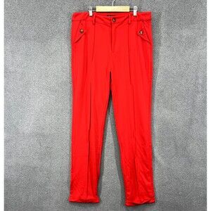 Flamingo Pants Womens 2XL Red Solid Slant Pocket High Rise Skinny Stretch